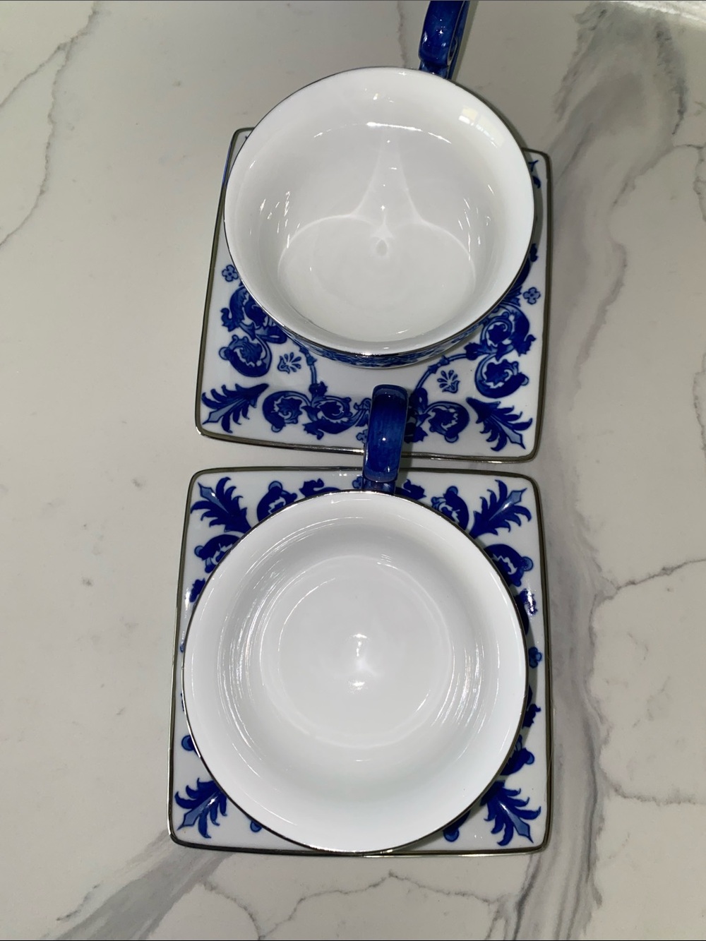 Vintage Bombay Company Chinoiserie blue & white porcelain footed Cups with sauce - Picture 4 of 9